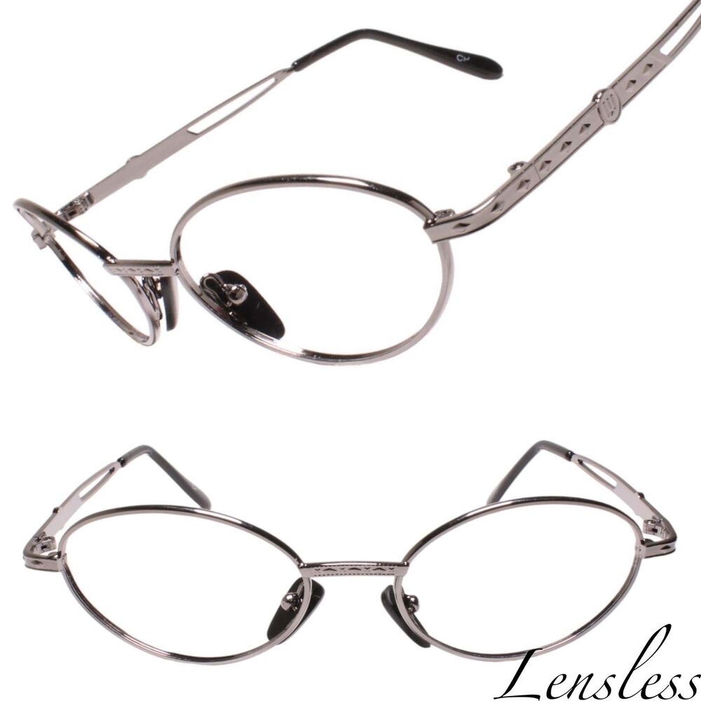 Hipster Nostalgia Deadstock Y2K True Vintage Oval Gunmetal Lensless Eye Frames